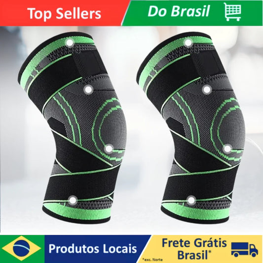 Kit com 2 Joelheiras de Compressão com Alças Ajustáveis para Corrida, Treinos e Esportes - Uso Diário
