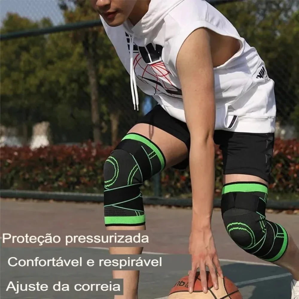 Kit com 2 Joelheiras de Compressão com Alças Ajustáveis para Corrida, Treinos e Esportes - Uso Diário